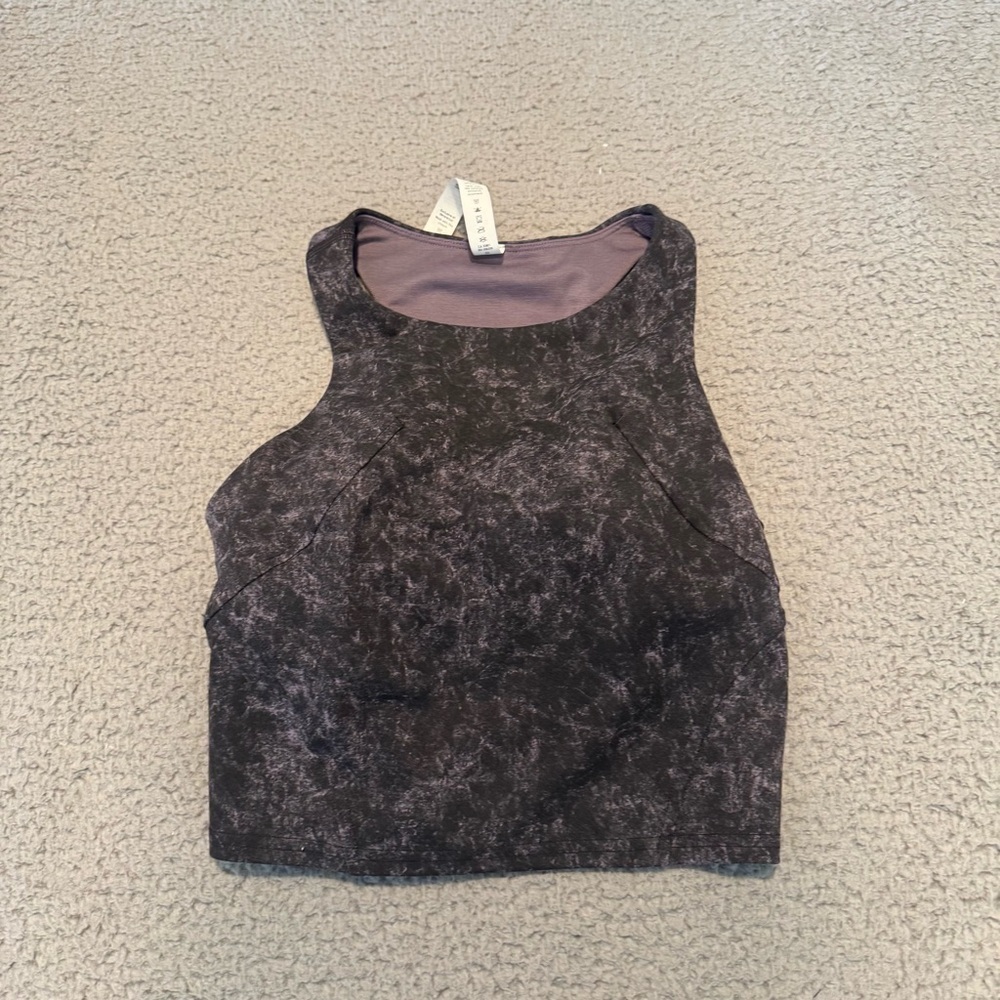 Lululemon Invigorate Training Tank Top Denim Wash Print Dusky Lavender Black 2